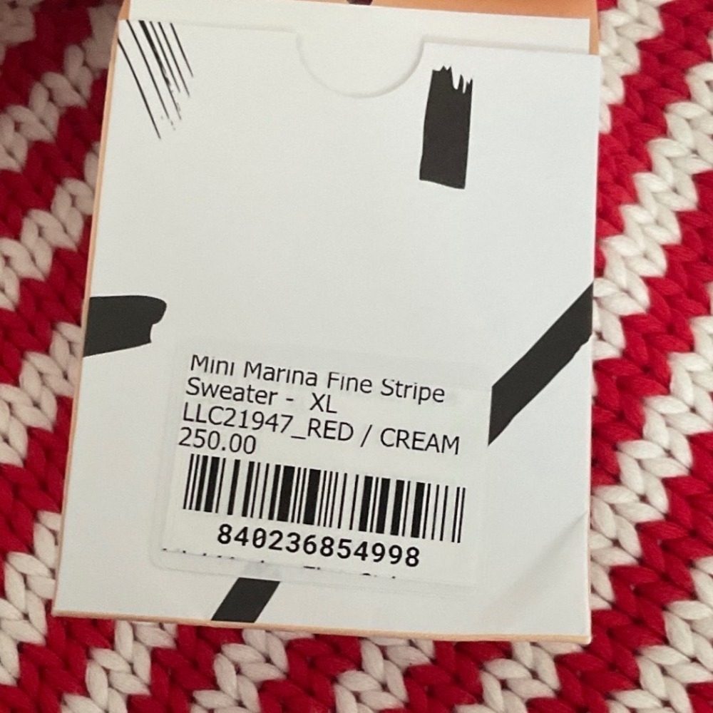 La Ligne Mini Marina Fine Stripe Sweater Red XL New With Tags - Picture 3 of 4